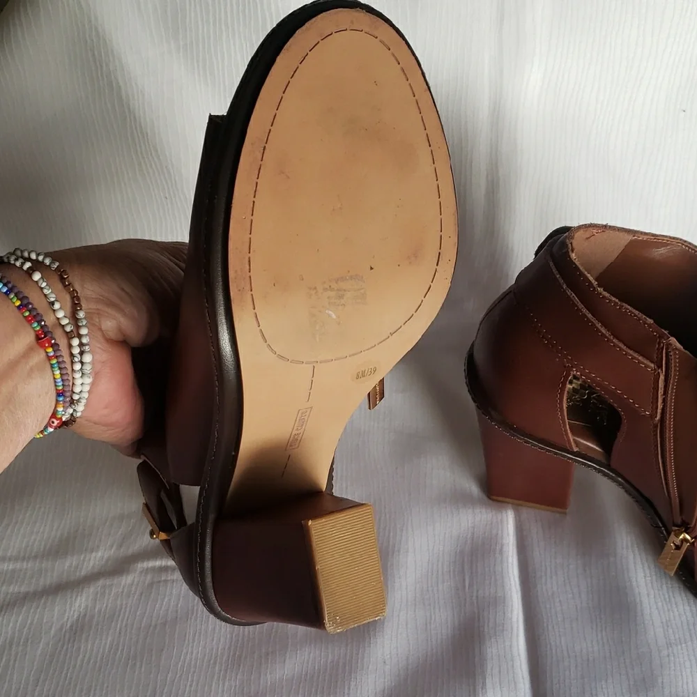 Vince Camuto Tan Open-Toe Heeled Boots - Picture 6 of 9